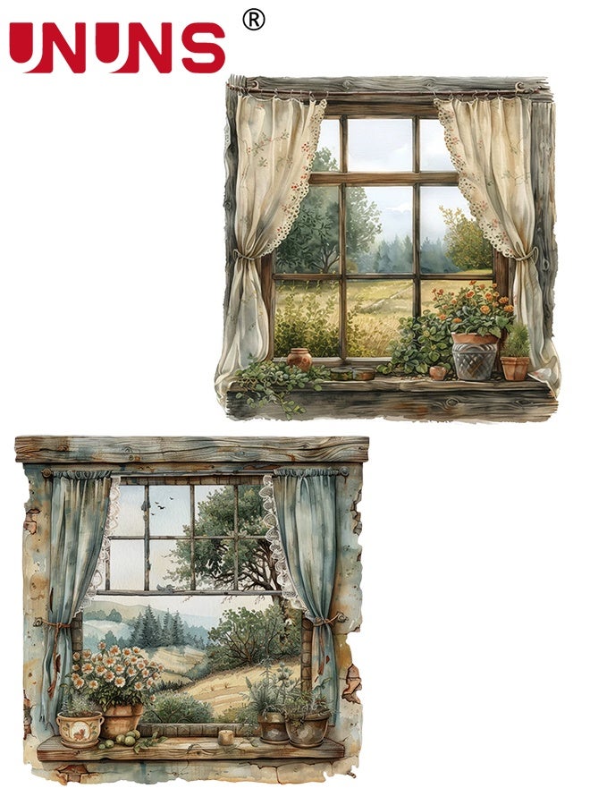 Wall Stickers,4pcs/2sets 3D Fake Window Wall Sticker Removable Self-Adhesive Wall Stickers with False Window Patterns,Wall Art Decor,Wall Decor for Living Room Bedroom Dining Room Study Entrance Wall